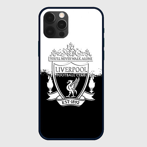 Чехол iPhone 12 Pro Liverpool краски черно белые / 3D-Черный – фото 1