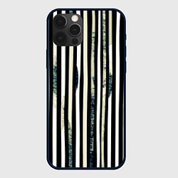 Чехол для iPhone 12 Pro Абстрактные полосы чёрно-белый, цвет: 3D-черный