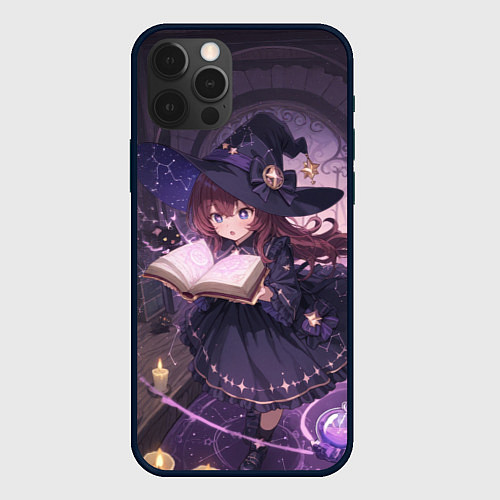 Чехол iPhone 12 Pro Аниме Ведьма Читает Книгу Заклинаний / 3D-Черный – фото 1
