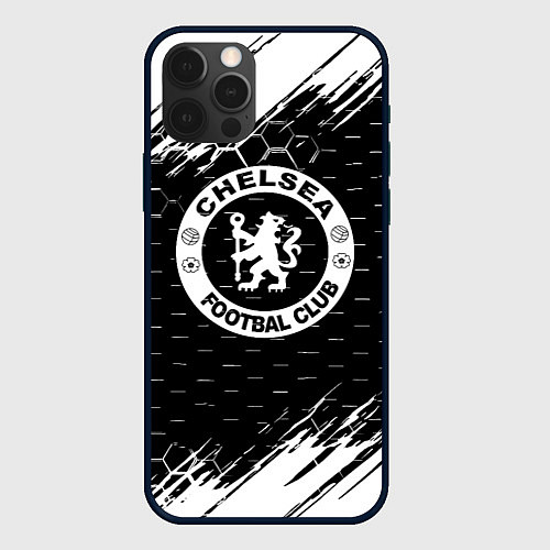 Чехол iPhone 12 Pro Chelsea штрихи красок текстура / 3D-Черный – фото 1