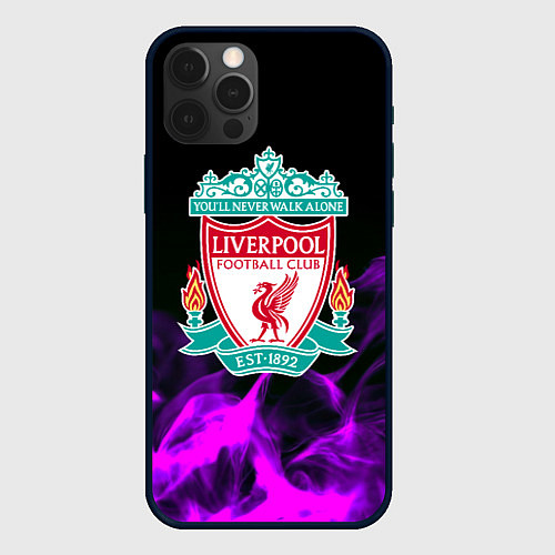 Чехол iPhone 12 Pro Liverpool неоновый огонь / 3D-Черный – фото 1