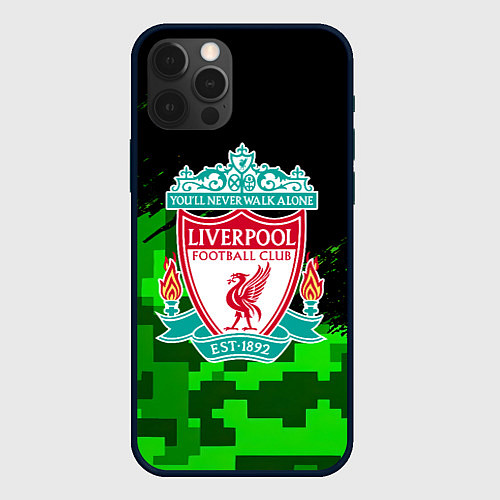 Чехол iPhone 12 Pro Ливерпуль камуфляж краски / 3D-Черный – фото 1
