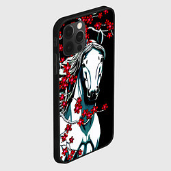 Чехол для iPhone 12 Pro Белый конь в цветущей сакуре, цвет: 3D-черный — фото 2