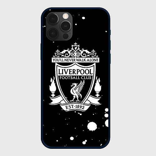 Чехол iPhone 12 Pro Liverpool белые текстура краски / 3D-Черный – фото 1