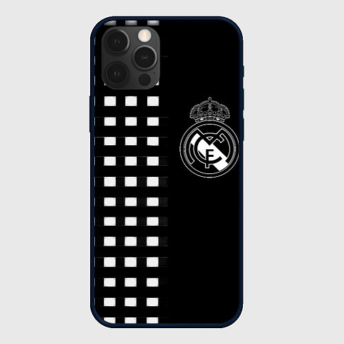 Чехол iPhone 12 Pro Real Madrid клетка / 3D-Черный – фото 1