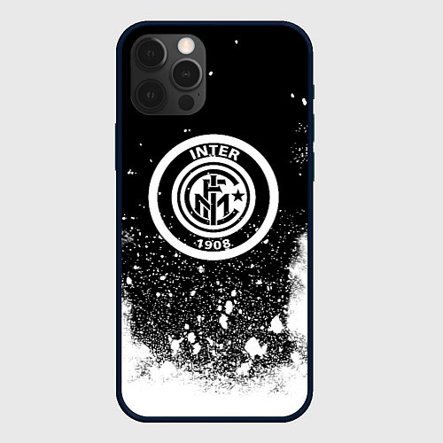 Чехол iPhone 12 Pro Inter белый всплеск краско / 3D-Черный – фото 1