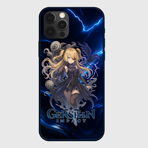 Чехол iPhone 12 Pro Genshin Impact Фишль / 3D-Черный – фото 1