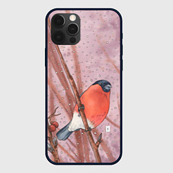 Чехол iPhone 12 Pro Снегирь и зимние ягоды