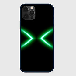 Чехол для iPhone 12 Pro Neon green lines, цвет: 3D-черный