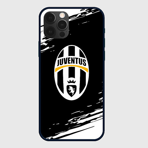 Чехол iPhone 12 Pro Juventus краски штрихи текстура / 3D-Черный – фото 1