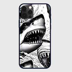 Чехол для iPhone 12 Pro Белая акула - стая, цвет: 3D-черный