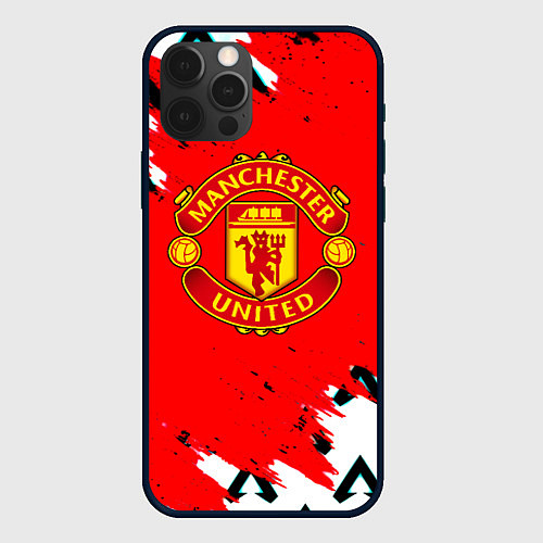 Чехол iPhone 12 Pro Манчестер Юнайтед символы краски / 3D-Черный – фото 1