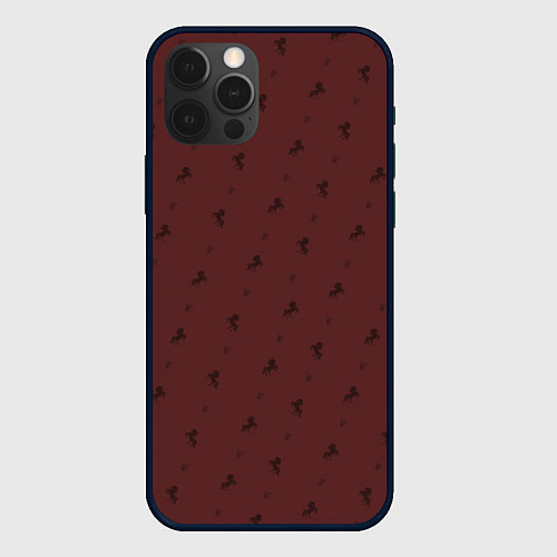 Чехол iPhone 12 Pro Конь на фоне цвета гранж / 3D-Черный – фото 1