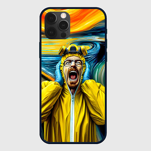Чехол iPhone 12 Pro Хайзенберг кричит на картине Мунка - мем / 3D-Черный – фото 1