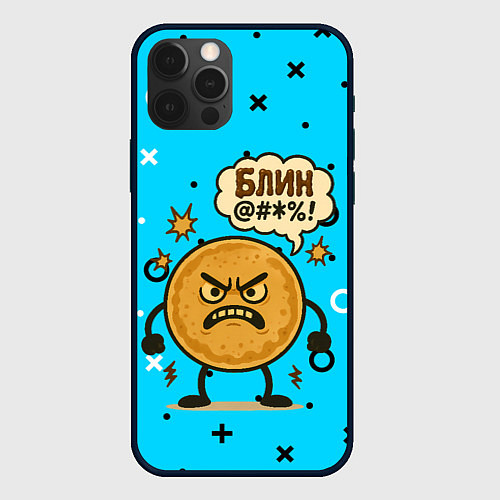 Чехол iPhone 12 Pro Злой блин ругается / 3D-Черный – фото 1