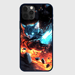 Чехол iPhone 12 Pro Кот в космосе киберпанк