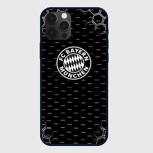 Чехол iPhone 12 Pro Бавария Мюнхен соты текстура / 3D-Черный – фото 1