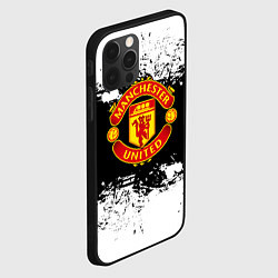 Чехол для iPhone 12 Pro Манчестер Юнайтед черно белые краски лого, цвет: 3D-черный — фото 2