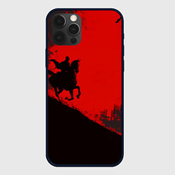 Чехол iPhone 12 Pro Лошадь скачет на красном фоне