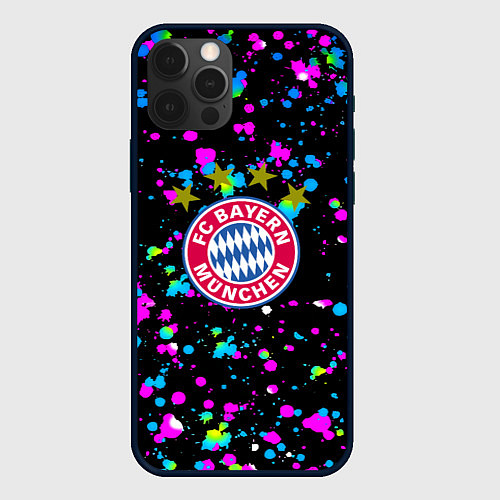 Чехол iPhone 12 Pro Бавария Мюнхен краски неон / 3D-Черный – фото 1