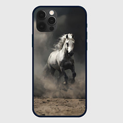 Чехол iPhone 12 Pro Белая лошадь скачет по полю