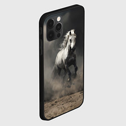 Чехол для iPhone 12 Pro Белая лошадь скачет по полю, цвет: 3D-черный — фото 2
