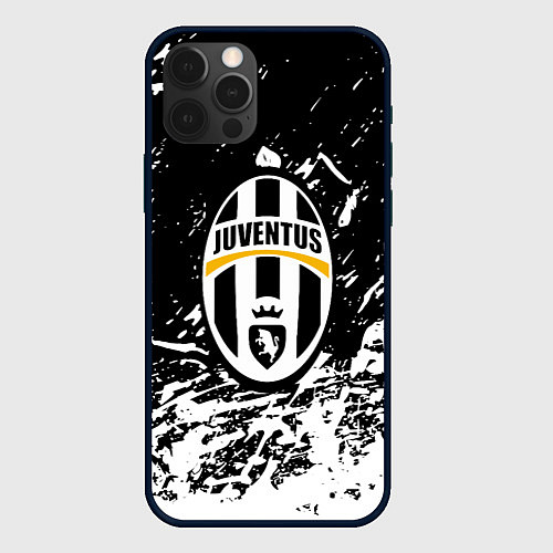 Чехол iPhone 12 Pro Ювентус краски всплеск штрихи / 3D-Черный – фото 1