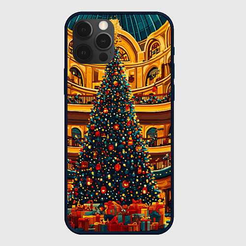 Чехол iPhone 12 Pro Московская новогодняя елка / 3D-Черный – фото 1