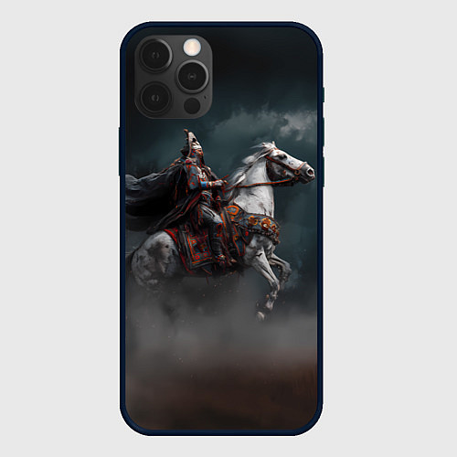 Чехол iPhone 12 Pro Всадник на фоне туч и пыли / 3D-Черный – фото 1