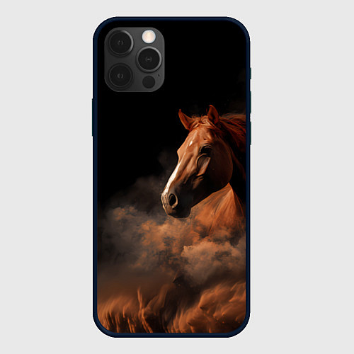 Чехол iPhone 12 Pro Лошадь из землянной бури / 3D-Черный – фото 1