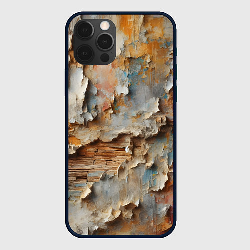 Чехол iPhone 12 Pro Старая штукатурка на стене - абстракция / 3D-Черный – фото 1