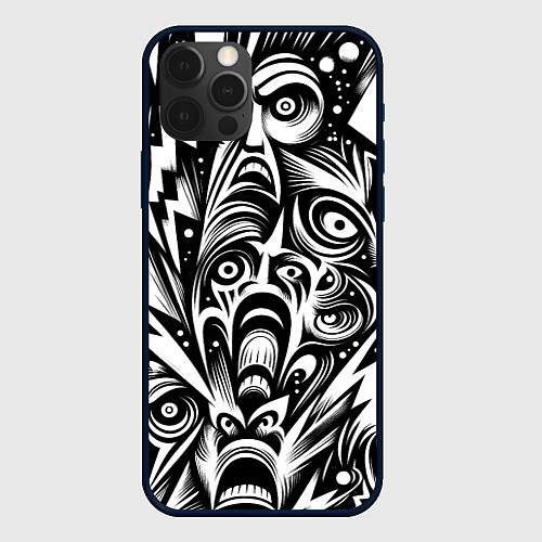 Чехол iPhone 12 Pro Lightnings and faces - ai art fantasy / 3D-Черный – фото 1