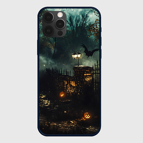 Чехол iPhone 12 Pro Ночь тыкв и теней / 3D-Черный – фото 1