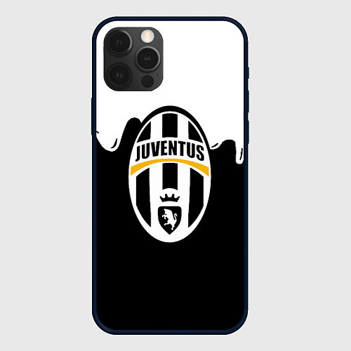 Чехол iPhone 12 Pro Juventus капли красок / 3D-Черный – фото 1