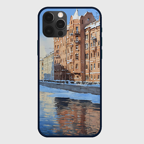Чехол iPhone 12 Pro Зимний Санкт-Петербург / 3D-Черный – фото 1