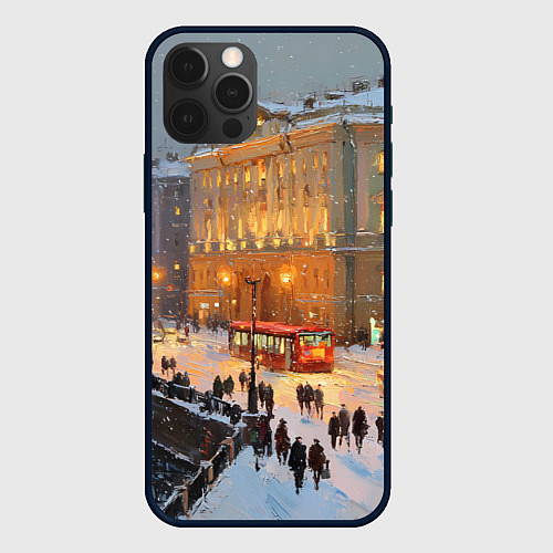Чехол iPhone 12 Pro Предновогодний Санкт-Петербург / 3D-Черный – фото 1