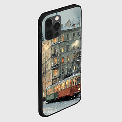 Чехол для iPhone 12 Pro Трамваи в зимнем Санкт-Петербурге, цвет: 3D-черный — фото 2