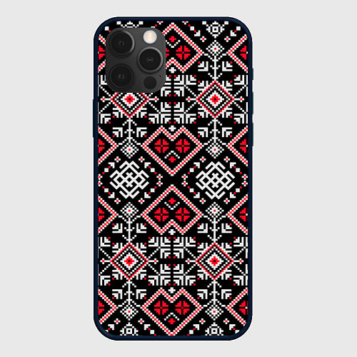 Чехол iPhone 12 Pro Славянский орнамент обережный / 3D-Черный – фото 1