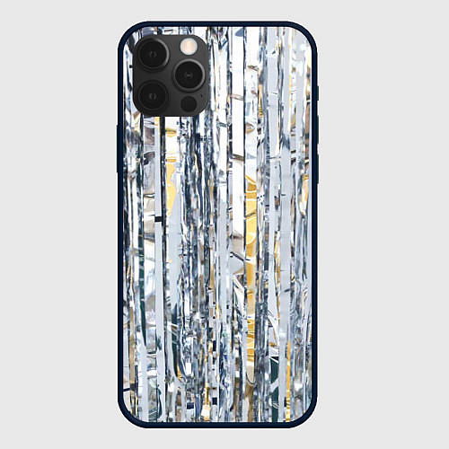 Чехол iPhone 12 Pro Новогодний дождик / 3D-Черный – фото 1