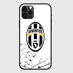 Чехол для iPhone 12 Pro Ювентус черные краски всплеск, цвет: 3D-черный