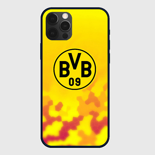 Чехол iPhone 12 Pro Borussia камуфляж желтый текстура / 3D-Черный – фото 1