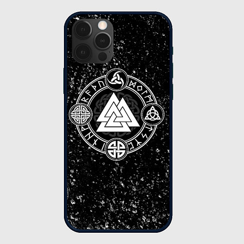 Чехол iPhone 12 Pro Валькнут и символы в круге / 3D-Черный – фото 1