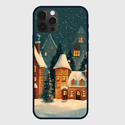Чехол для iPhone 12 Pro Сказочный Новогодний городок, цвет: 3D-черный