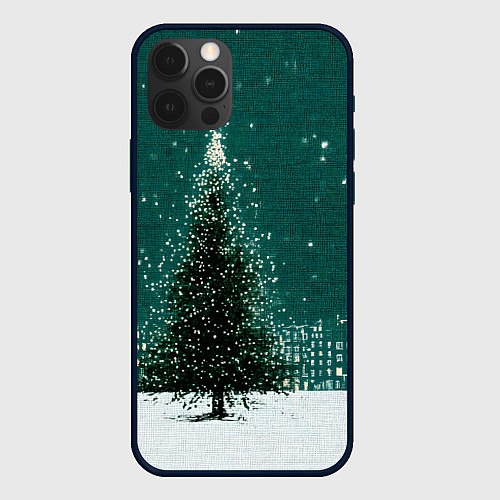 Чехол iPhone 12 Pro Новый год в зеленом стиле / 3D-Черный – фото 1