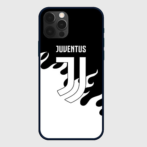 Чехол iPhone 12 Pro Ювентус огонь текстура / 3D-Черный – фото 1