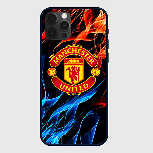 Чехол iPhone 12 Pro Манчестер Юнайтед огонь битва / 3D-Черный – фото 1