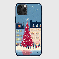 Чехол для iPhone 12 Pro Новогоднее гуляние у красной елки, цвет: 3D-черный