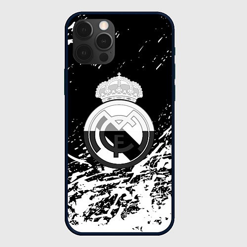 Чехол iPhone 12 Pro Реал Мадрид краски текстура / 3D-Черный – фото 1
