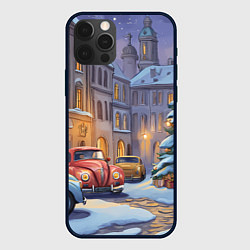 Чехол для iPhone 12 Pro Новогодний снежный двор, цвет: 3D-черный