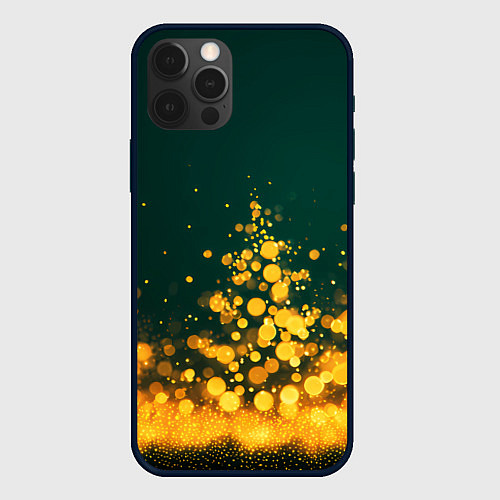 Чехол iPhone 12 Pro Новогодние елочки из боке / 3D-Черный – фото 1